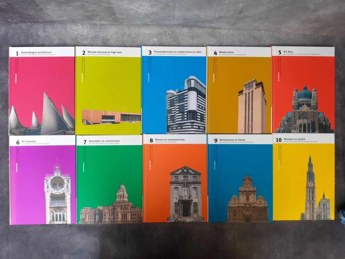 Boek: 10-delige set "architectuurbibliotheek - 1000 jaar architectuur in België" - foto 3