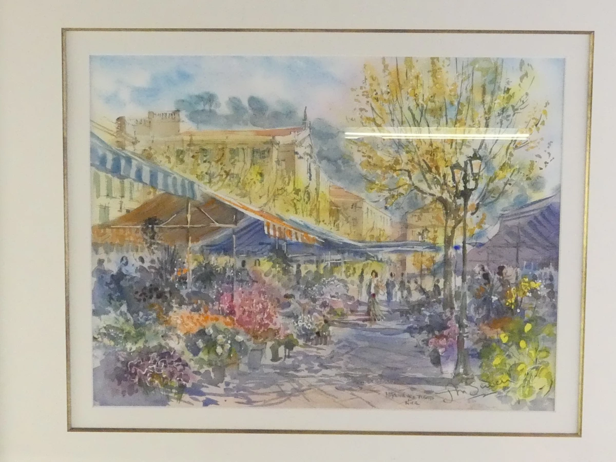 Aquarel: "Marché aux fleurs Nice" – Jean-Marie Simon (1945) - foto 10