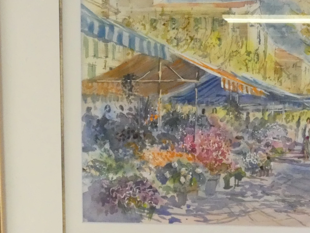 Aquarel: "Marché aux fleurs Nice" – Jean-Marie Simon (1945) - foto 12
