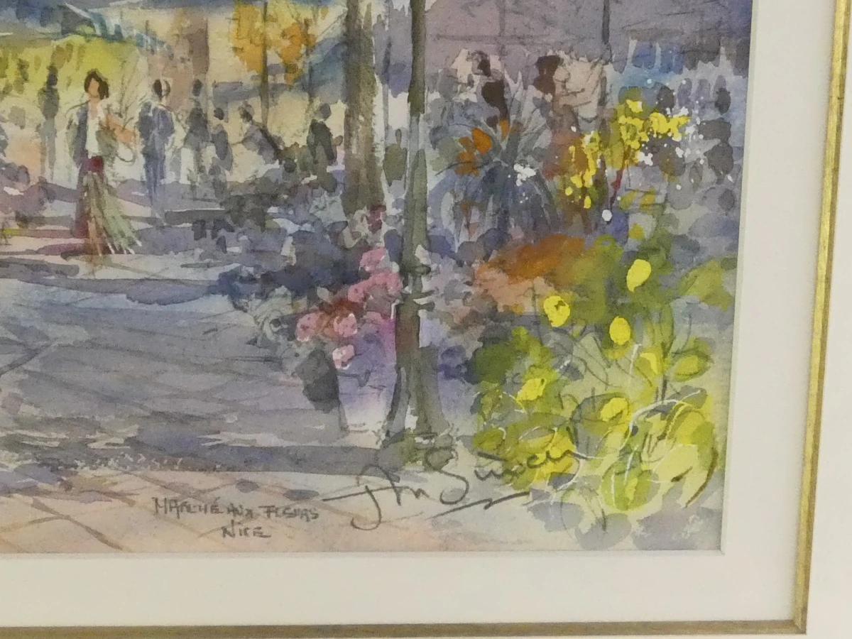Aquarel: "Marché aux fleurs Nice" – Jean-Marie Simon (1945) - foto 16