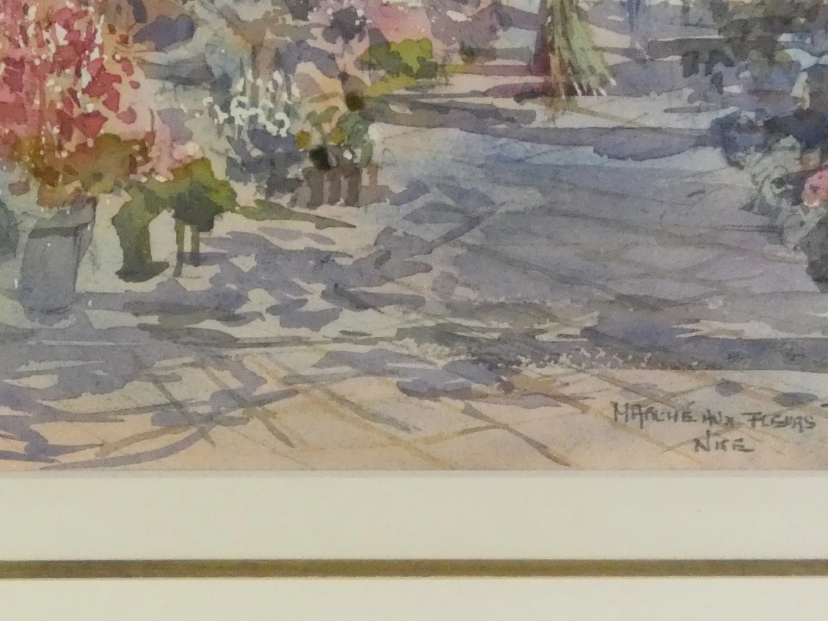 Aquarel: "Marché aux fleurs Nice" – Jean-Marie Simon (1945) - foto 17