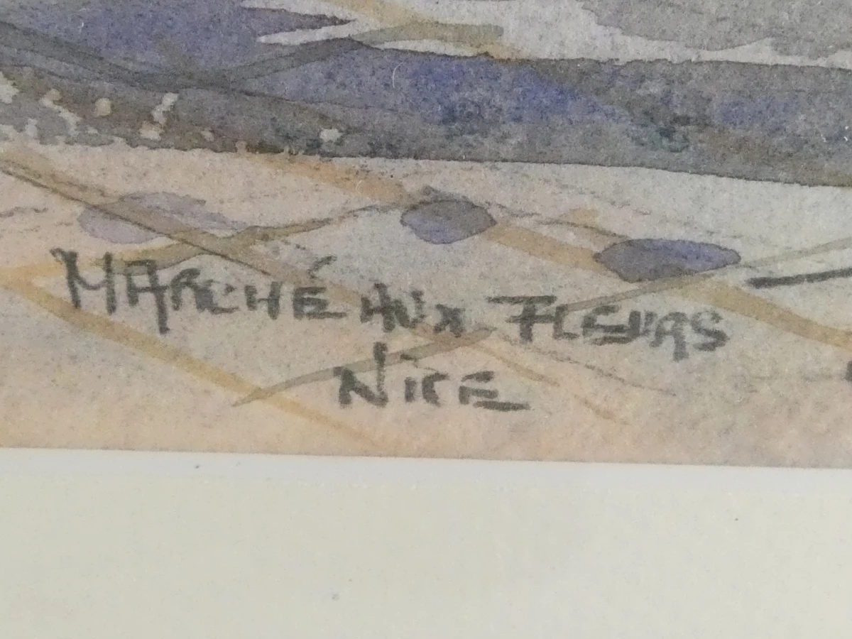 Aquarel: "Marché aux fleurs Nice" – Jean-Marie Simon (1945) - foto 18
