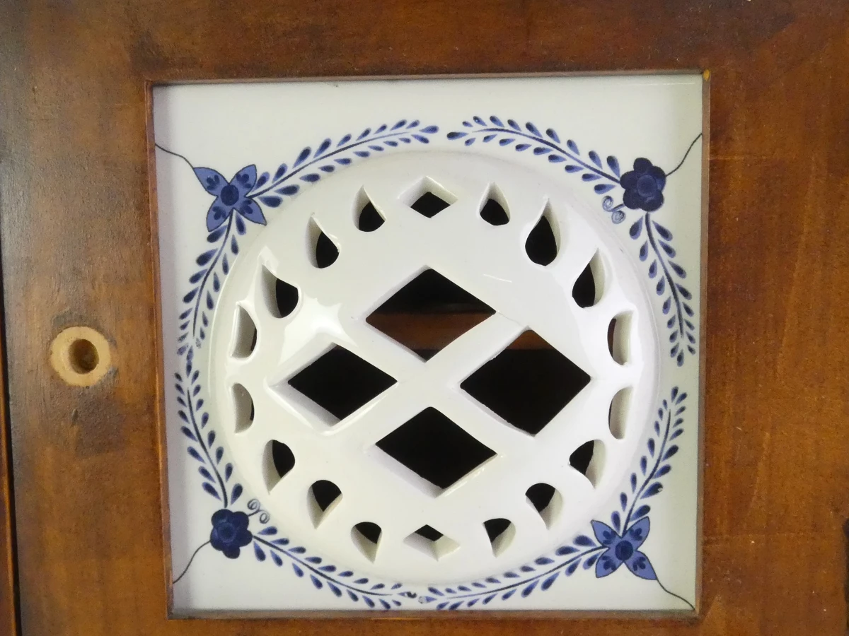 Vintage houten kruidenkastje met keramische lades - Delftsblauw stijl - foto 2