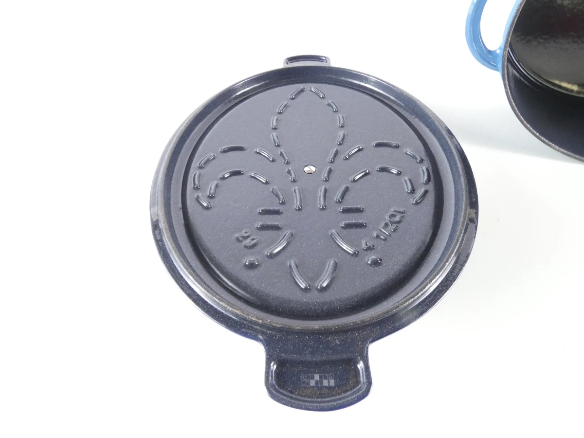 Blauwe gietijzeren braadpan met deksel - foto 6