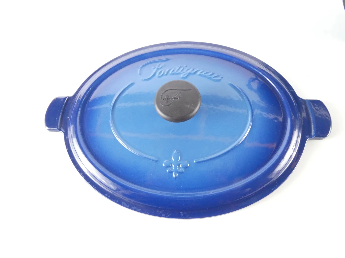 Blauwe gietijzeren braadpan met deksel - foto 9