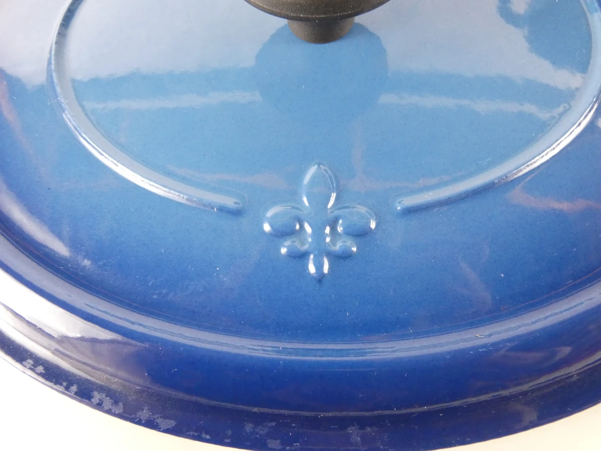 Blauwe gietijzeren braadpan met deksel - foto 11