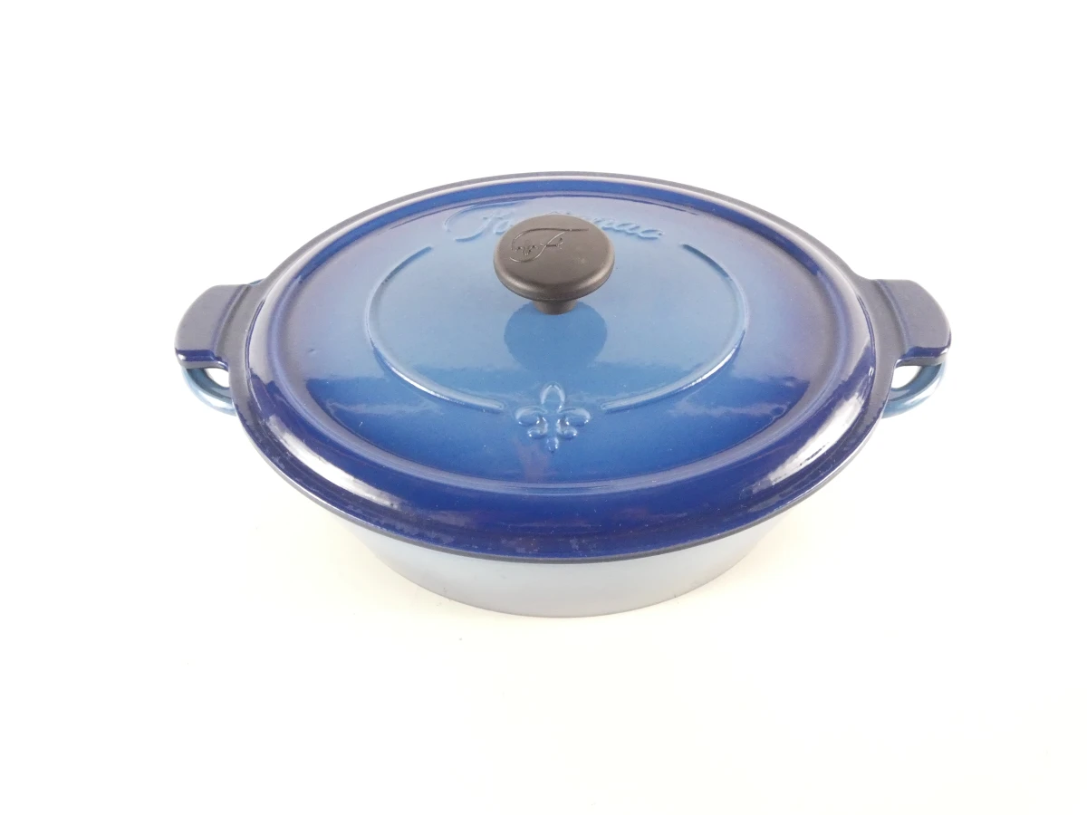 Blauwe gietijzeren braadpan met deksel - foto 20