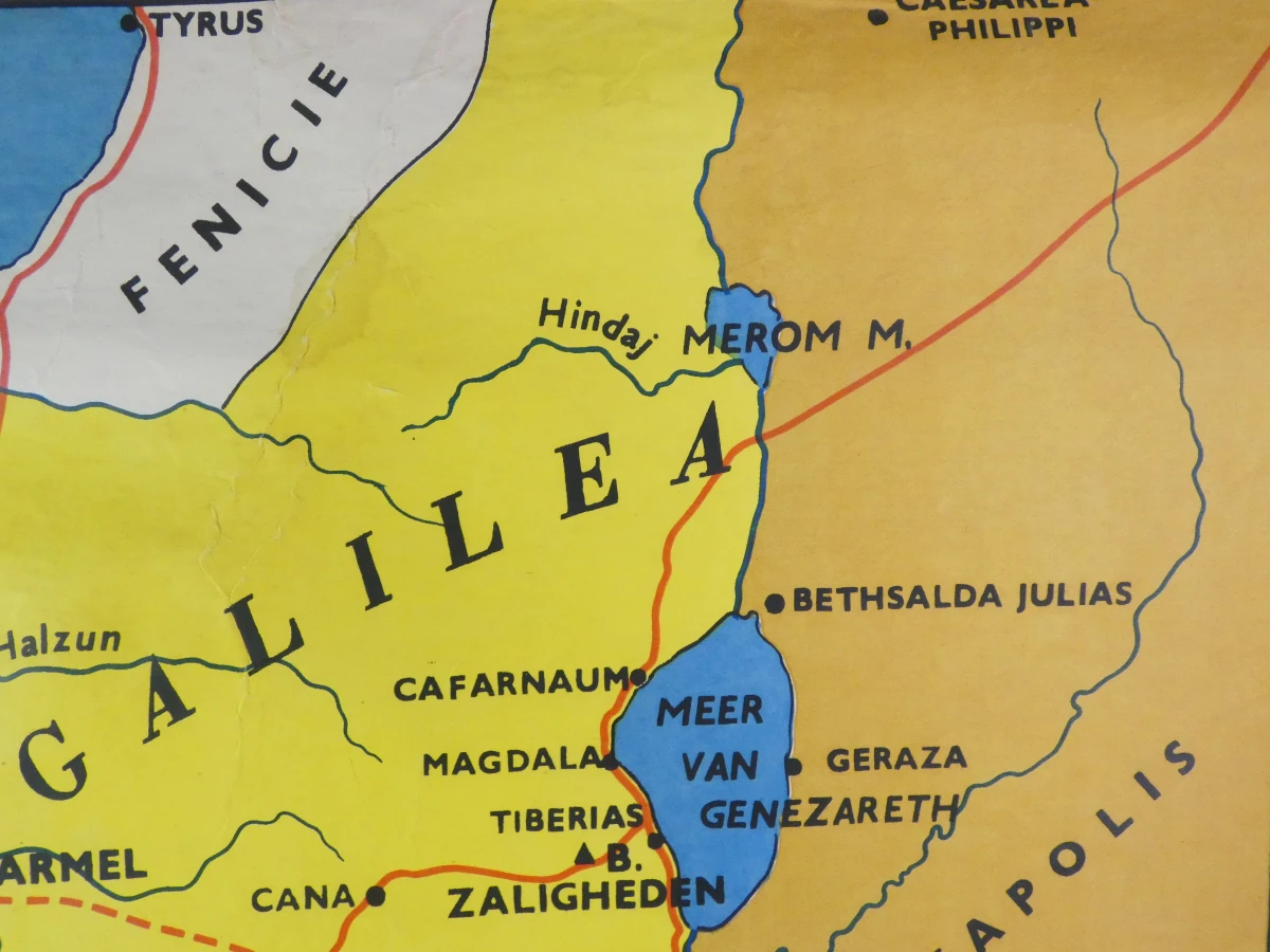 Oude wandkaart Palestina ten tijde van Christus - foto 4