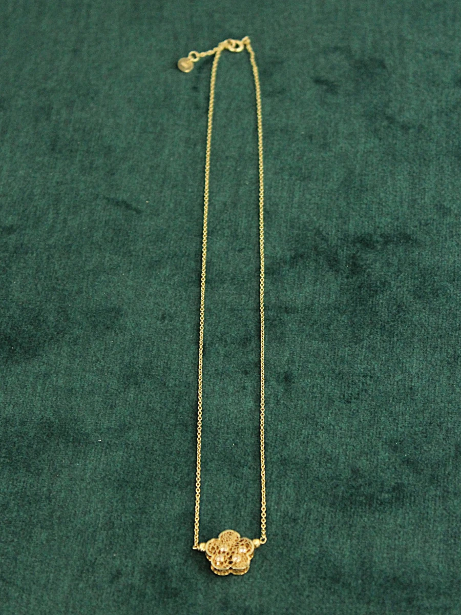 14-karaats gouden halsketting met bloemvormige hanger - foto 10