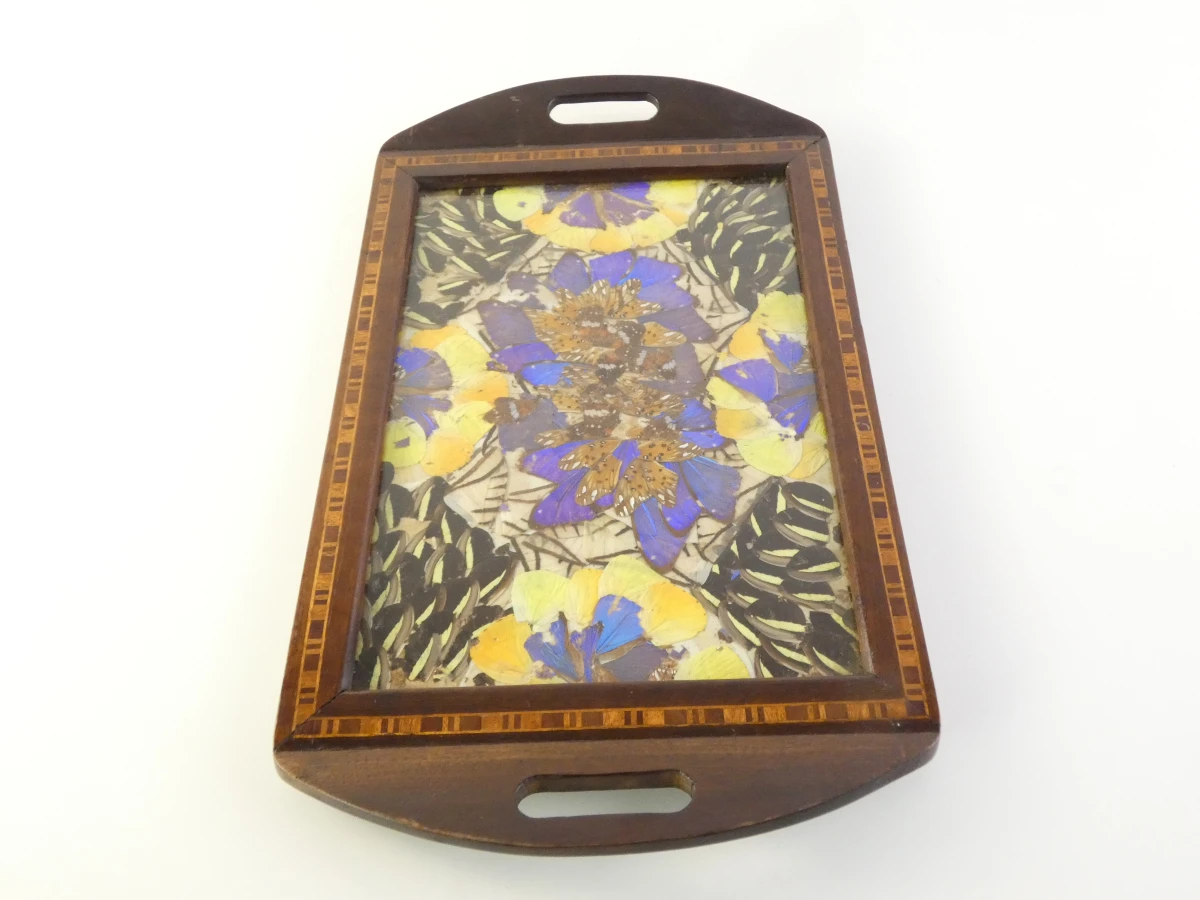 Vintage houten dienblad met kleurrijke decoratie - foto 7