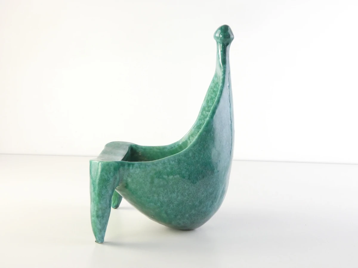 Vintage groene keramische sculptuur - Les Potiers d'Accolay - foto 2