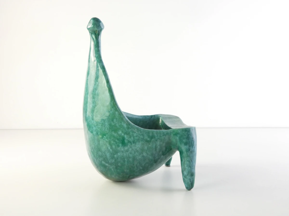Vintage groene keramische sculptuur - Les Potiers d'Accolay - foto 3
