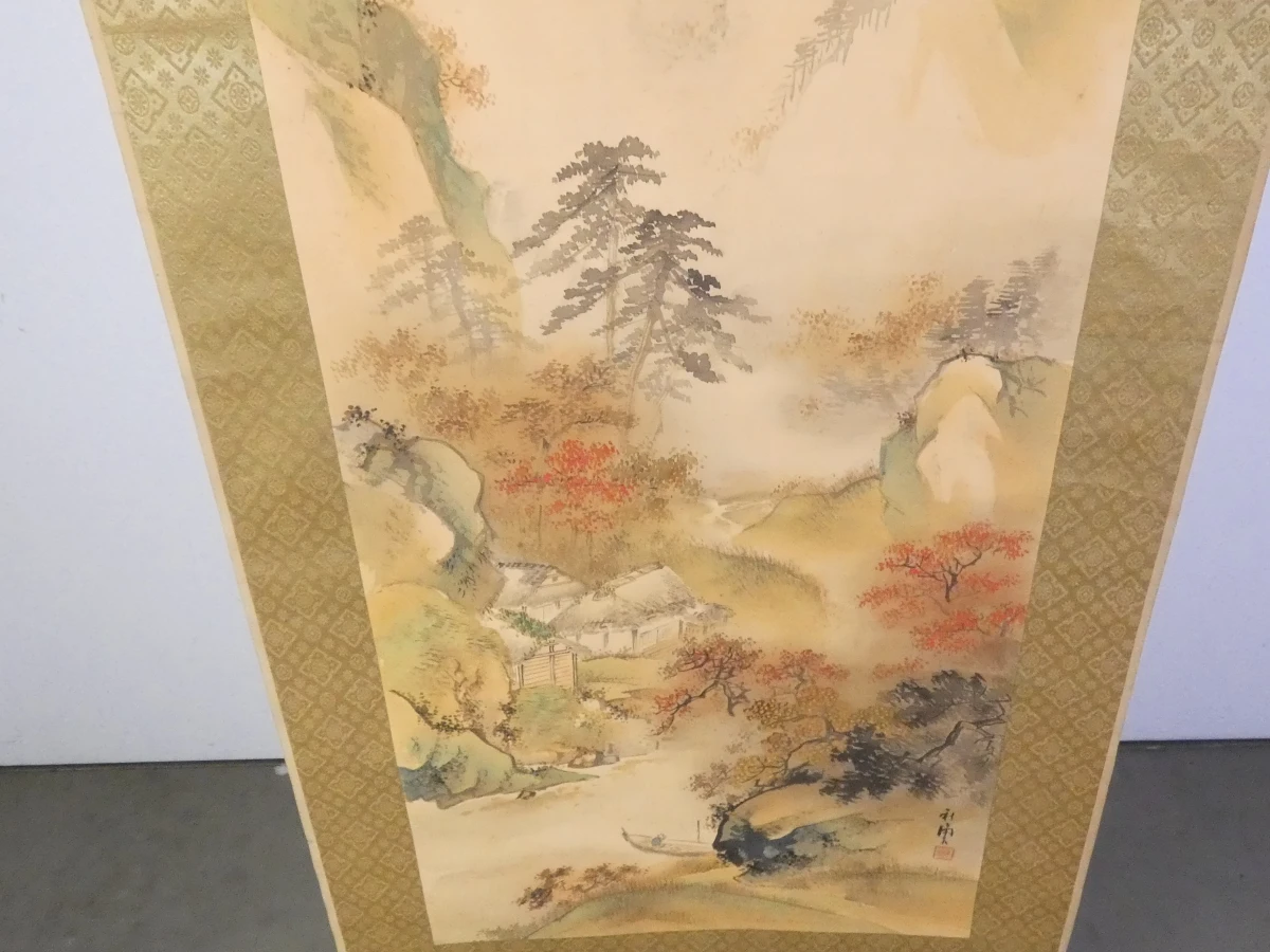 Japanse hangrol (kakejiku) met traditioneel berglandschap - foto 6