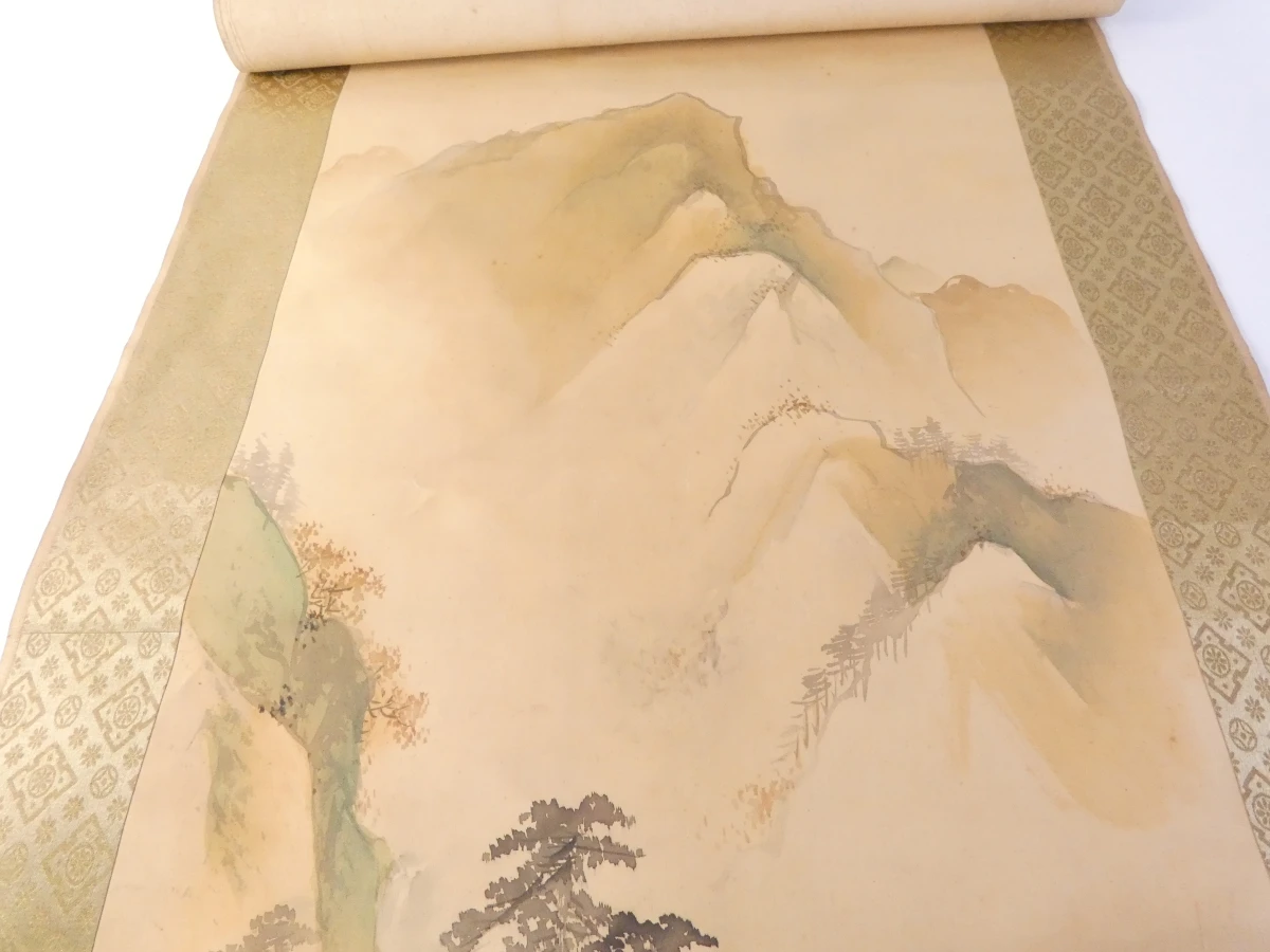 Japanse hangrol (kakejiku) met traditioneel berglandschap - foto 9