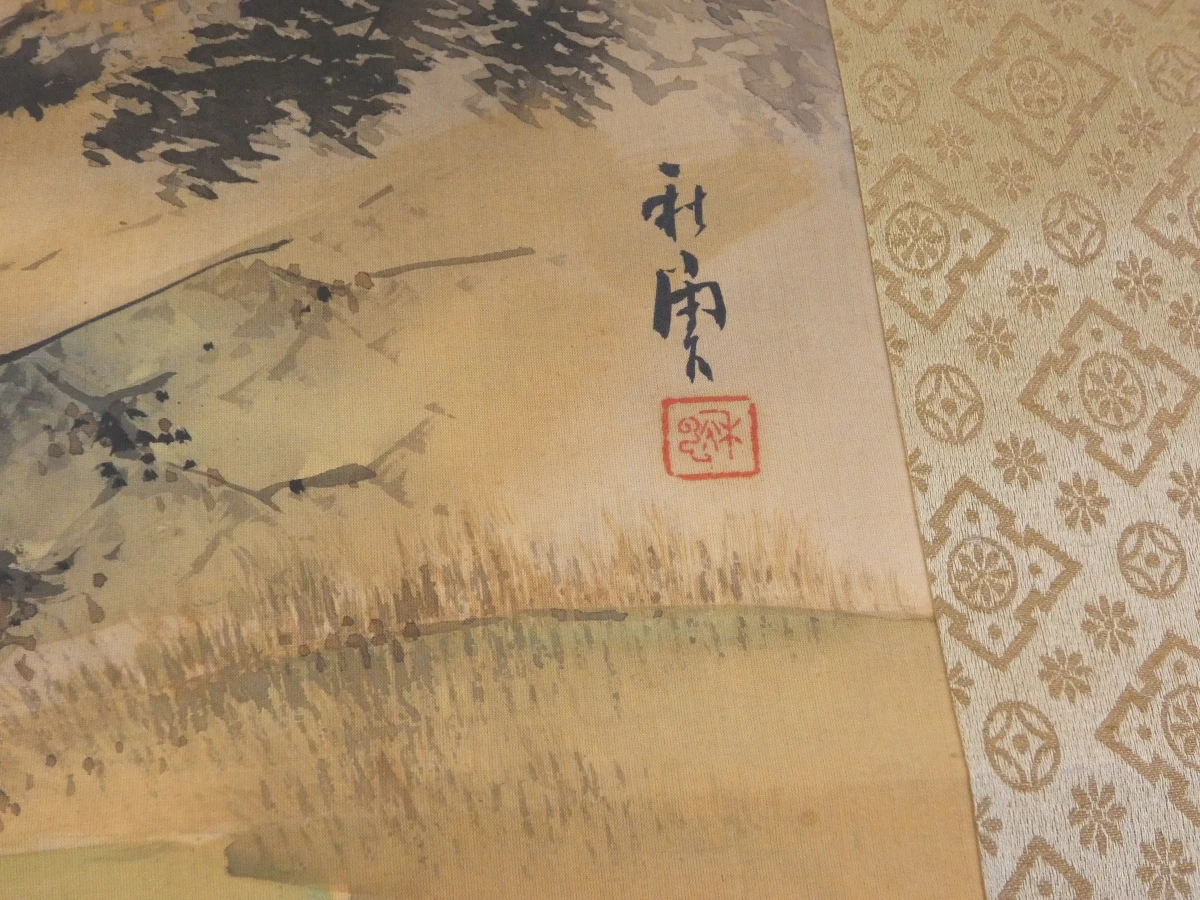 Japanse hangrol (kakejiku) met traditioneel berglandschap - foto 16