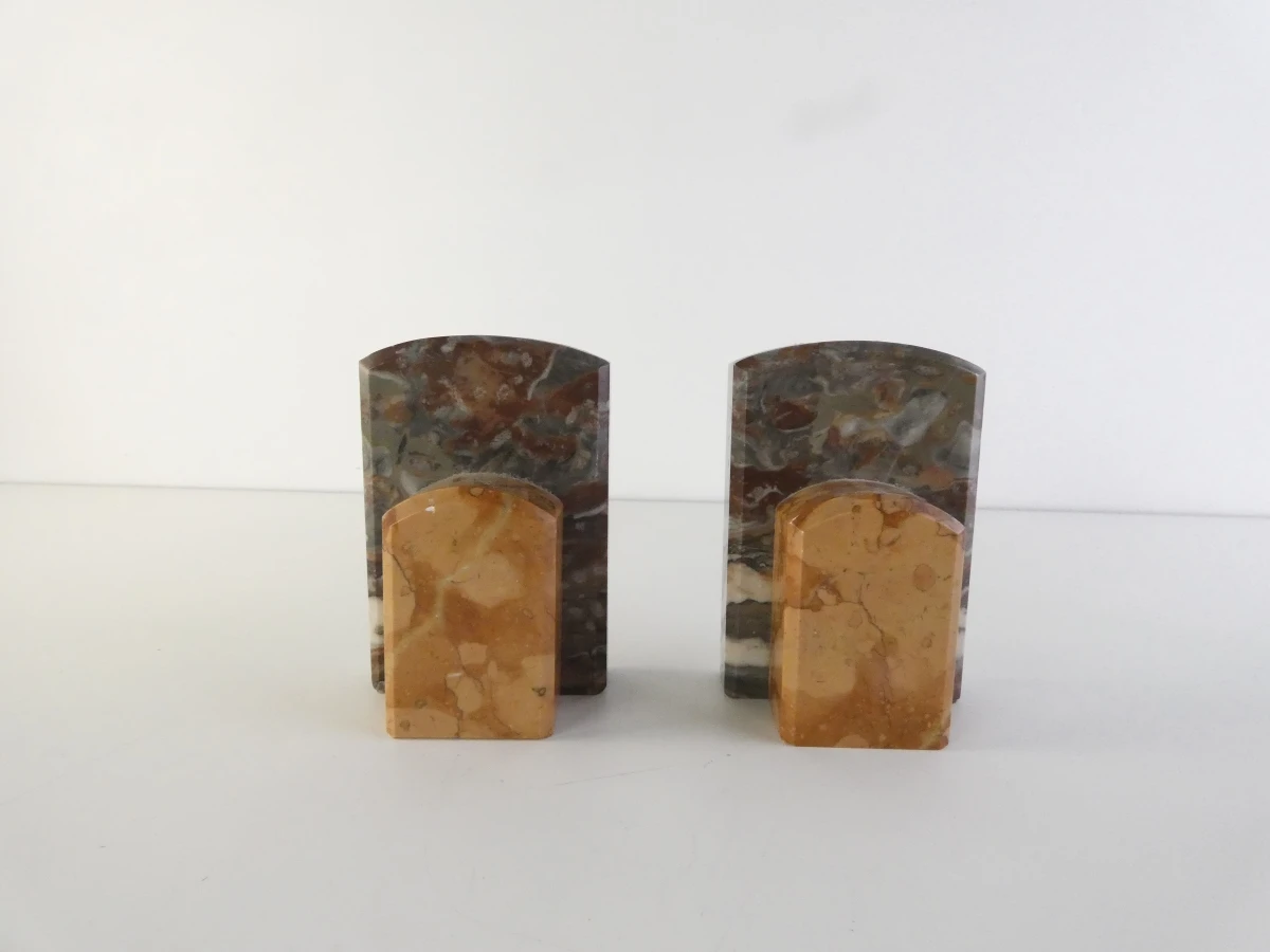 Vintage Art Deco marmeren boekensteunen - set van 2 - foto 17