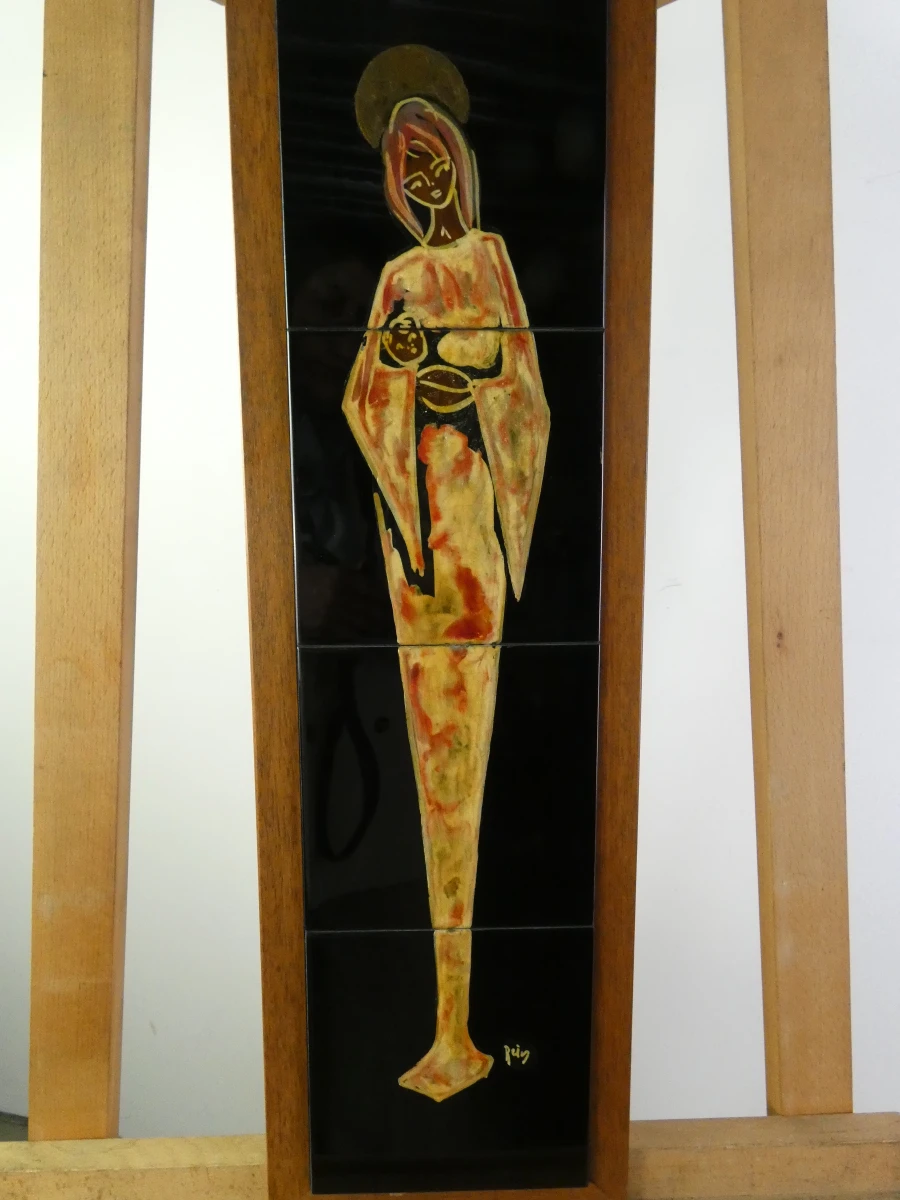 Vintage Mid-Century Keramisch Tegeltableau ‘Madonna met Kind’ – Villeroy & Boch Mettlach (Saarland, ca. 1950) - foto 2