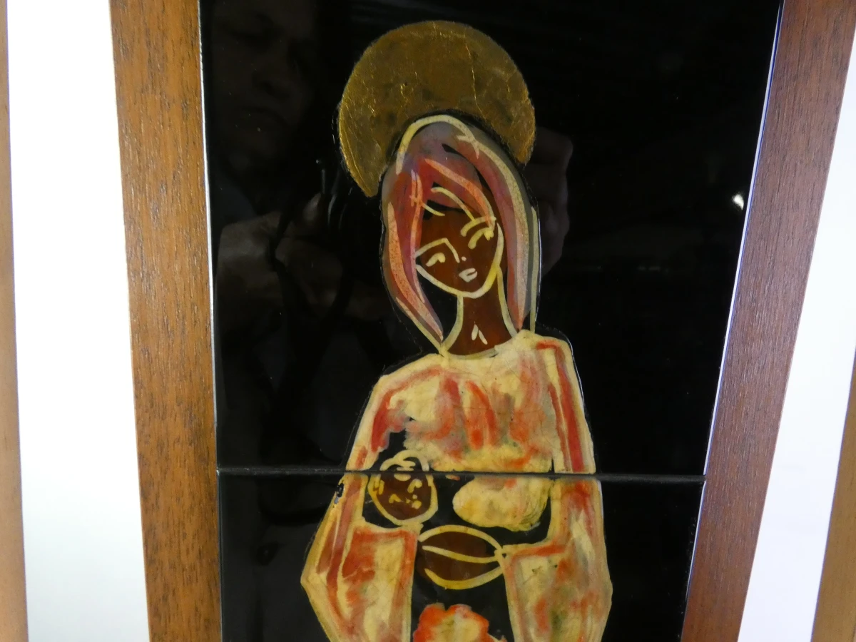 Vintage Mid-Century Keramisch Tegeltableau ‘Madonna met Kind’ – Villeroy & Boch Mettlach (Saarland, ca. 1950) - foto 5