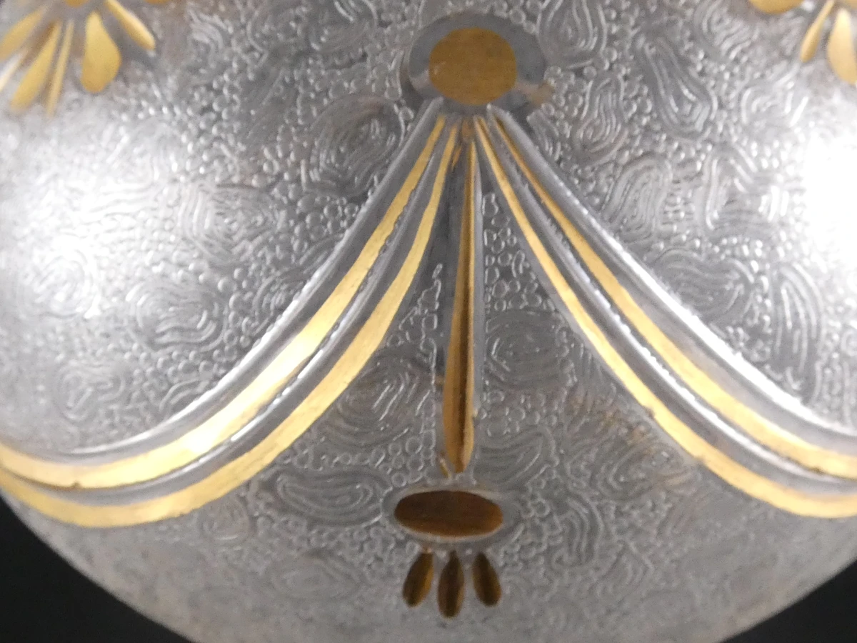 Set van 2 vintage glazen karaffen met goudkleurige decoratie - foto 16