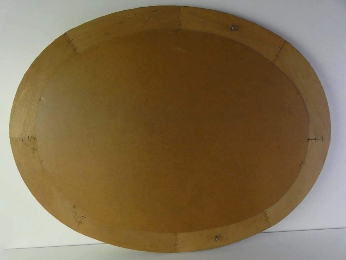 Vintage Ovale Messing Mozaïek Wandspiegel – Deknudt-stijl – Jaren 70 - foto 3