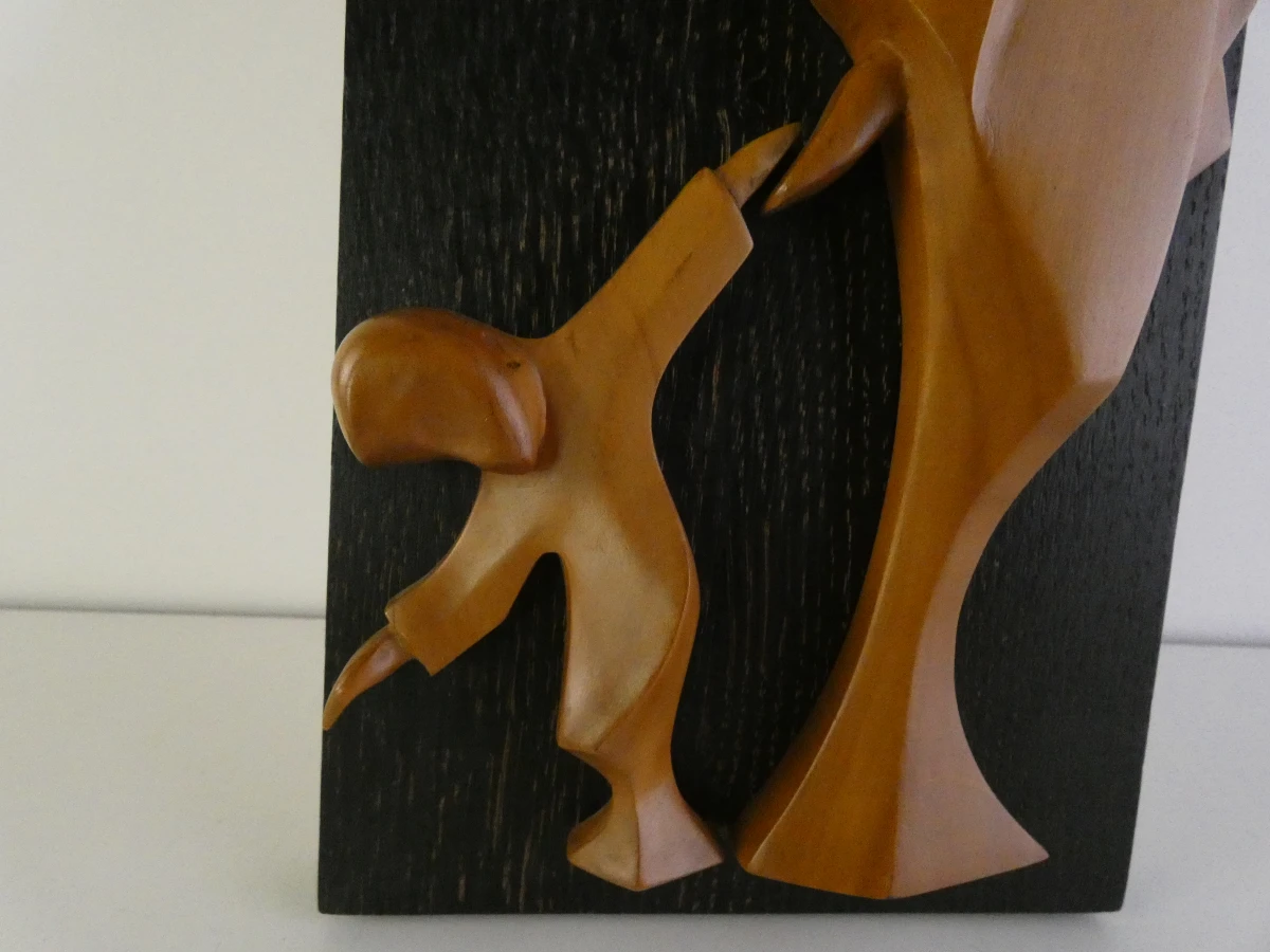 Set van 2 religieuze houten wandkunstwerken - gesigneerd Kustic - foto 3