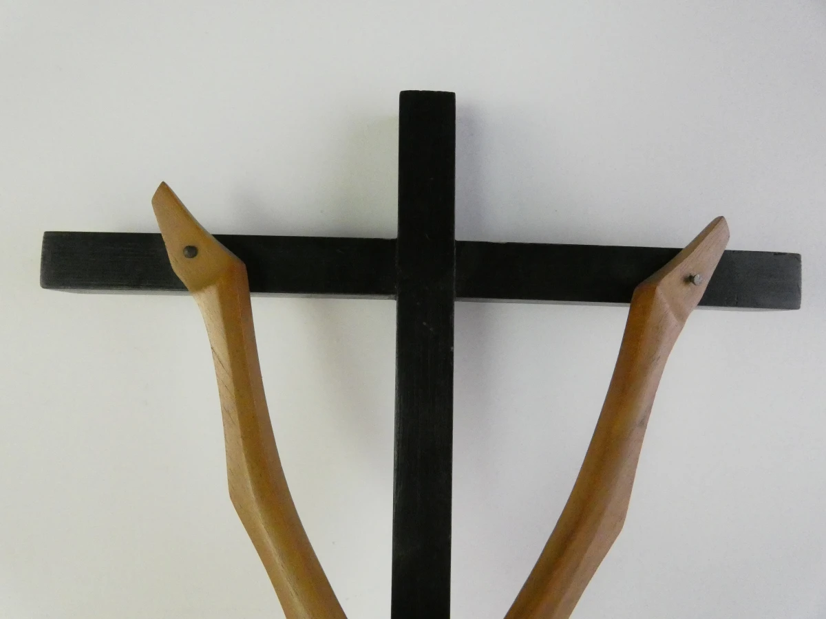 Set van 2 religieuze houten wandkunstwerken - gesigneerd Kustic - foto 8