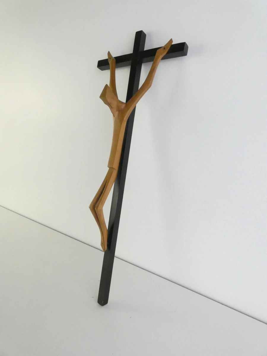 Set van 2 religieuze houten wandkunstwerken - gesigneerd Kustic - foto 11
