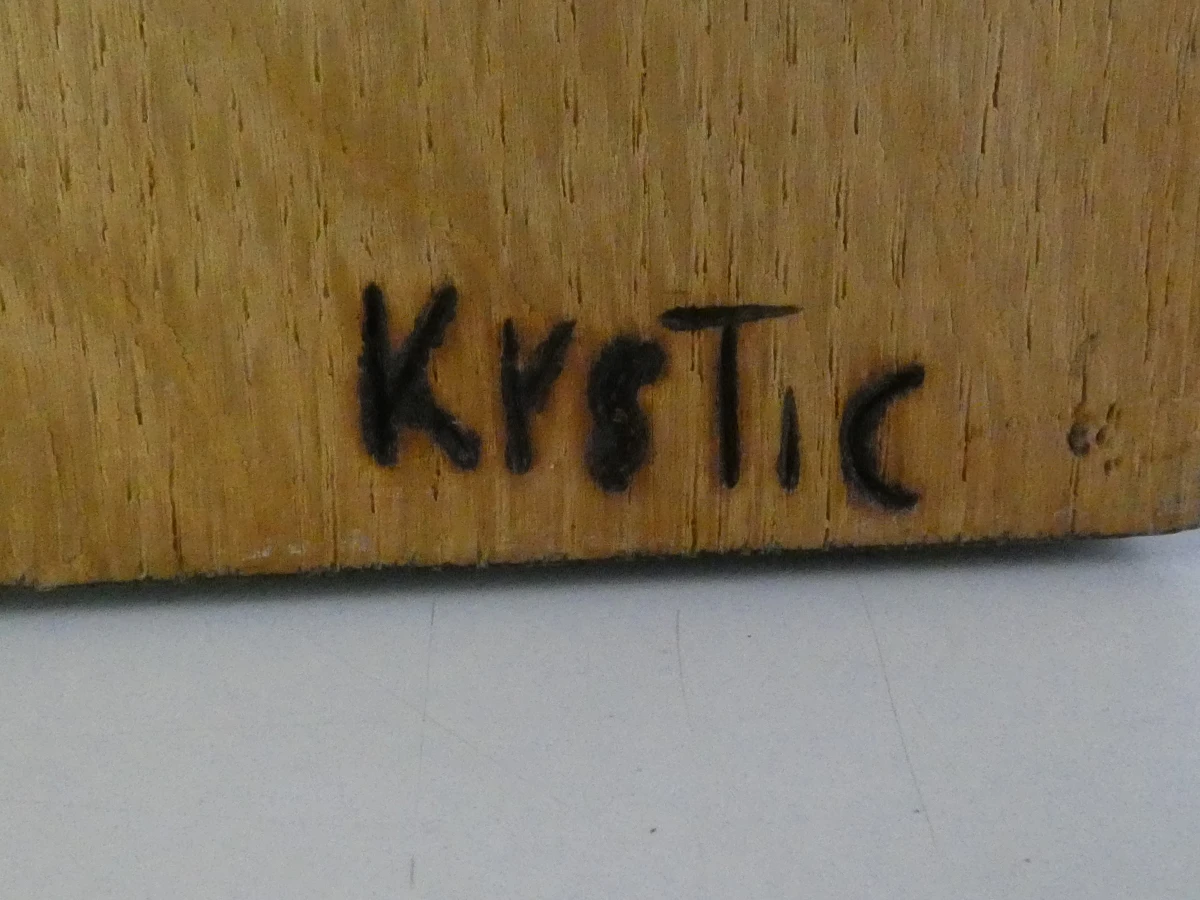 Set van 2 religieuze houten wandkunstwerken - gesigneerd Kustic - foto 4