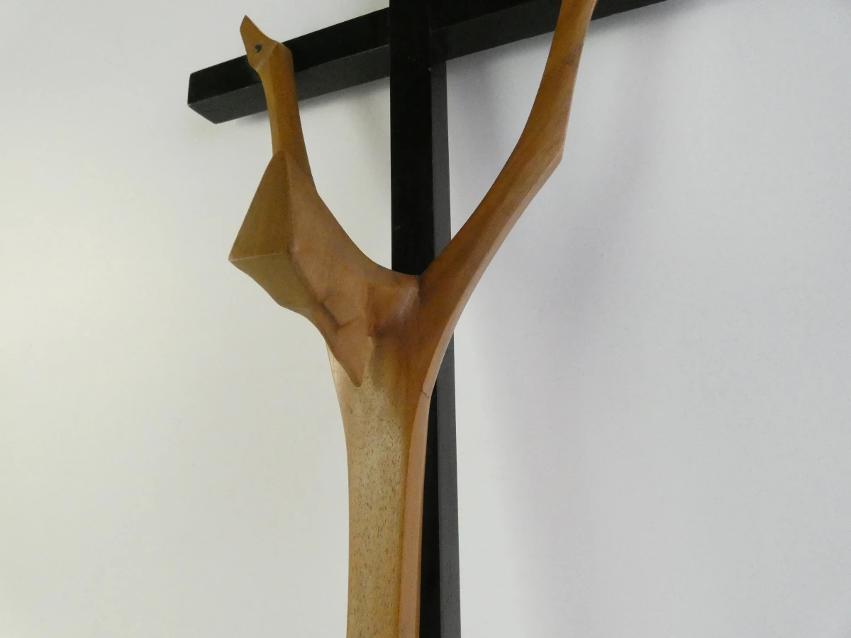 Set van 2 religieuze houten wandkunstwerken - gesigneerd Kustic - foto 7