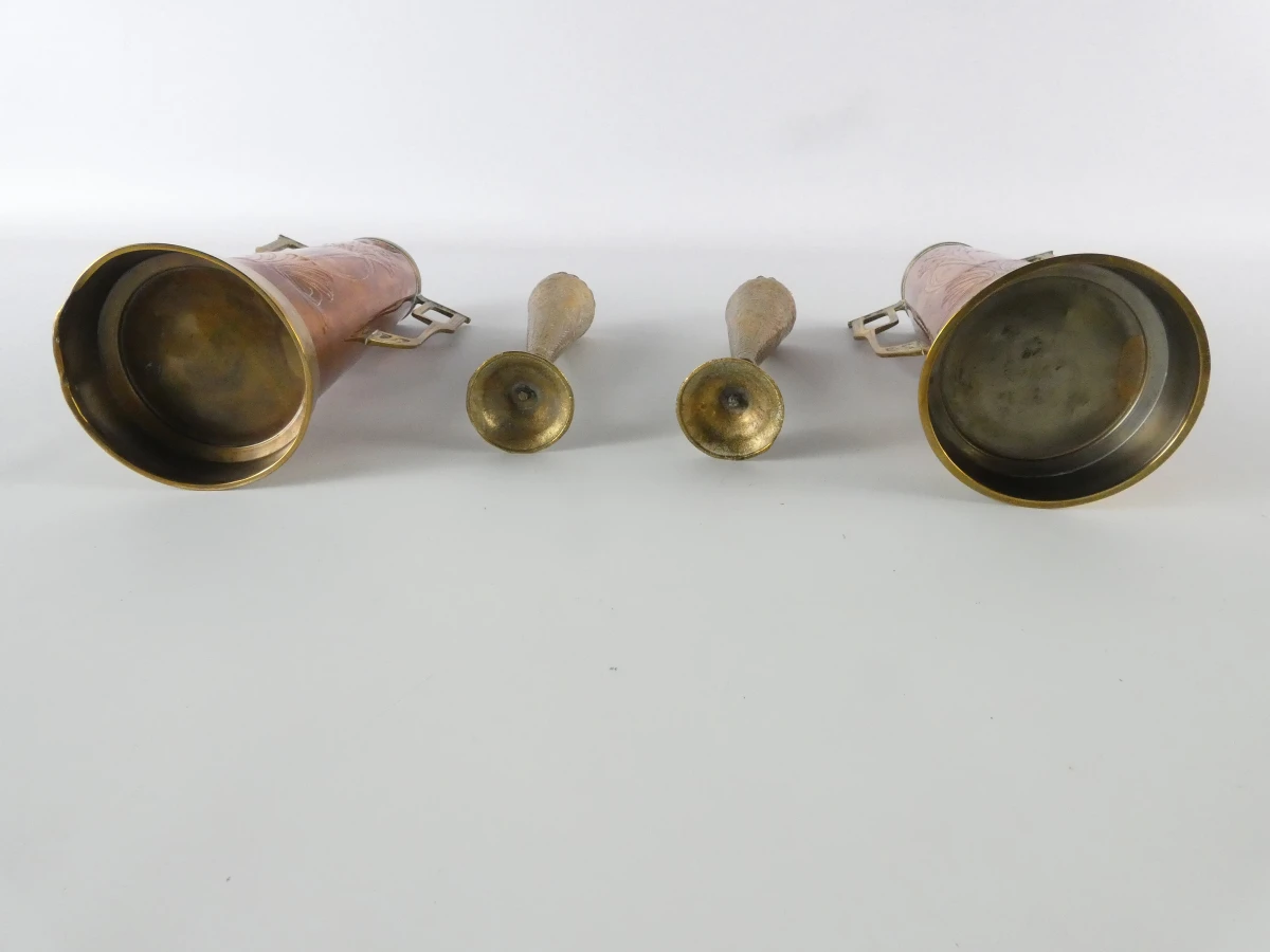 Set van 4 vintage messing vazen in Art Nouveau-stijl - foto 7