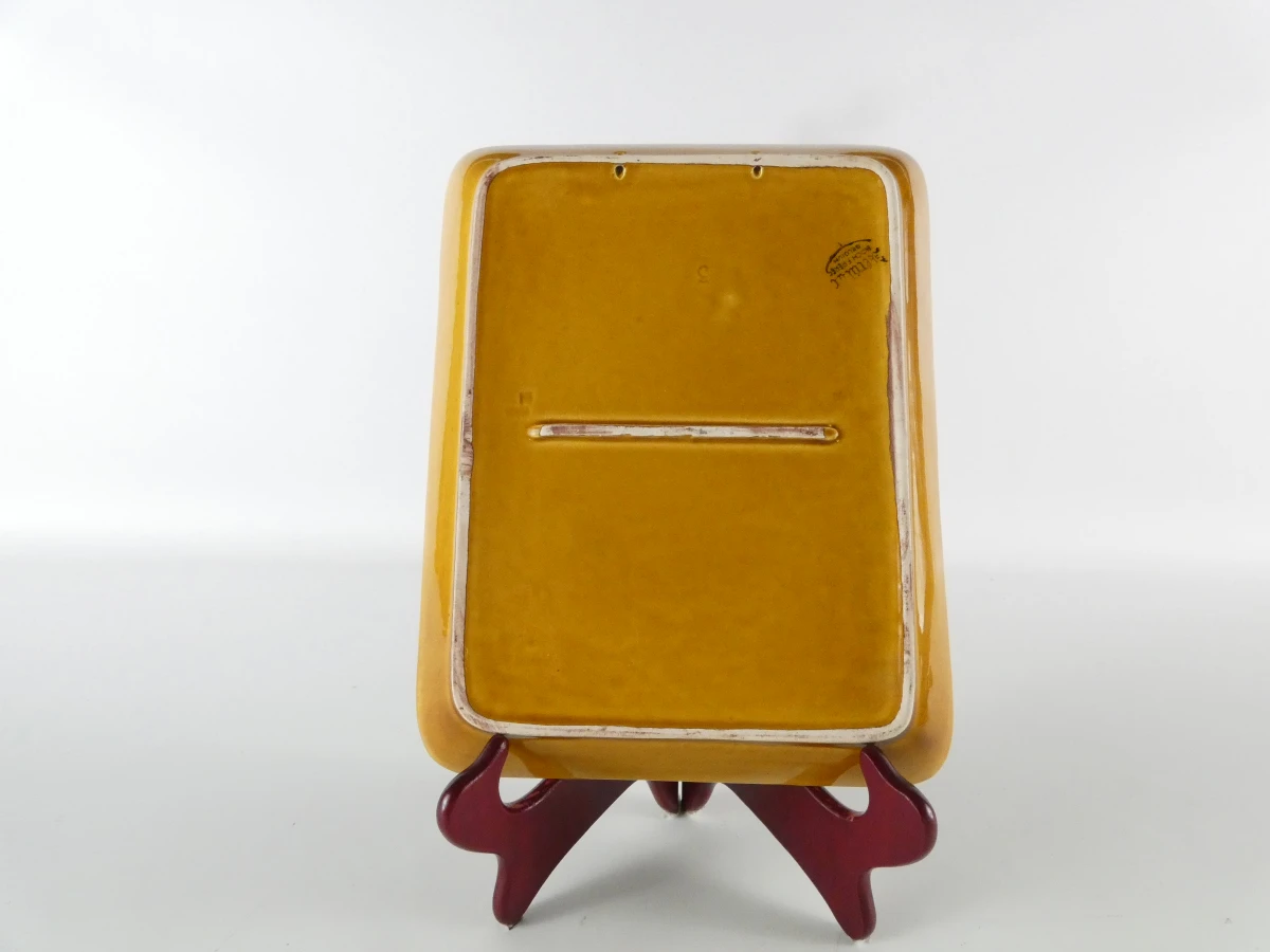 Set vintage keramische wandborden oker/olijf - foto 3
