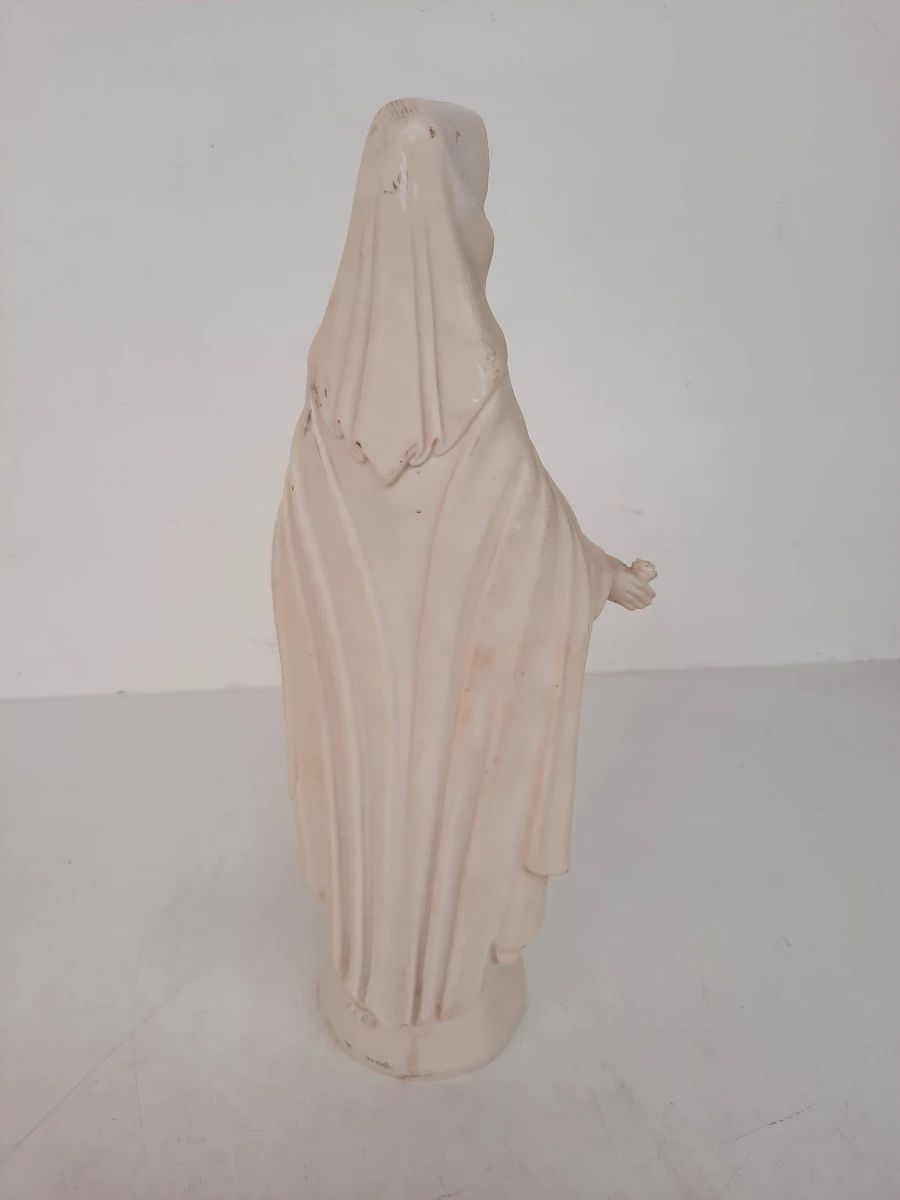 Vintage Marmerpoeder Beeld – Madonna delle Rose (Onze-Lieve-Vrouw van de Rozen) – Gesigneerd FARO