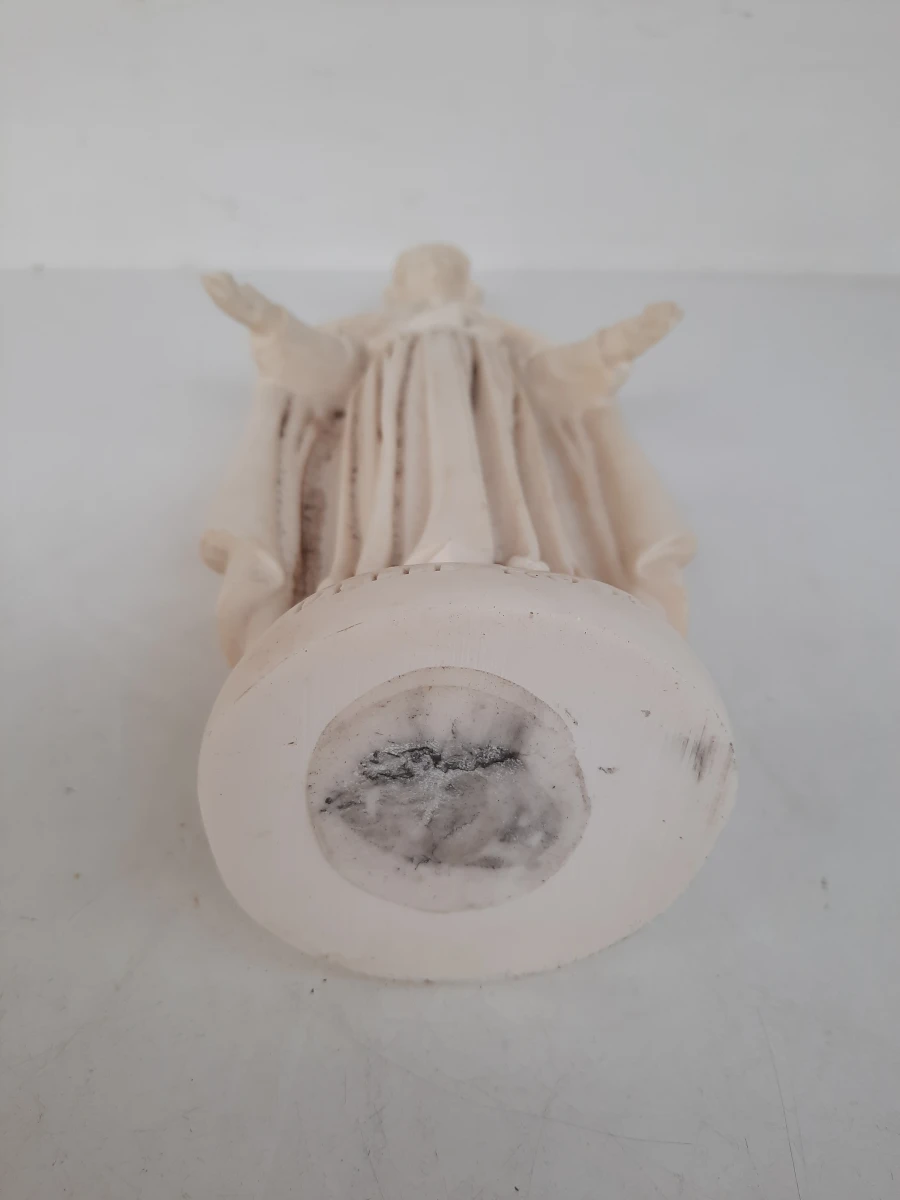 Vintage Marmerpoeder Beeld – Madonna delle Rose (Onze-Lieve-Vrouw van de Rozen) – Gesigneerd FARO