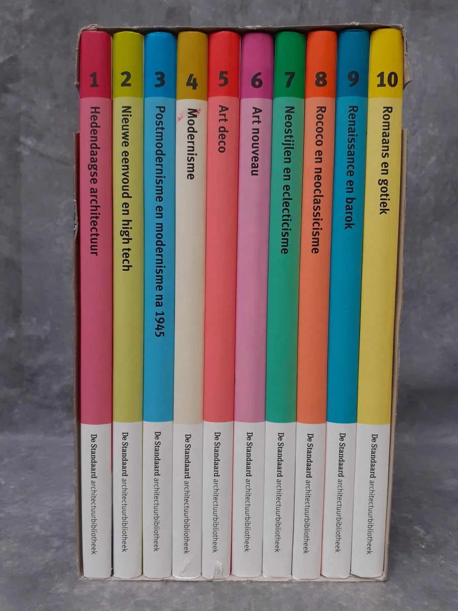 Boek: 10-delige set "architectuurbibliotheek - 1000 jaar architectuur in België"