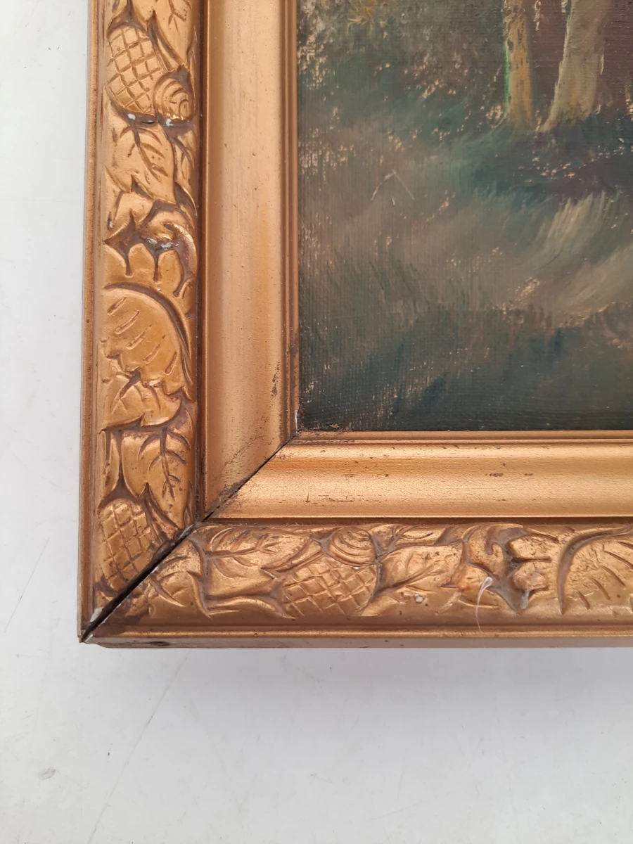 Vintage Olieverfschilderij – Klassiek Hollands Landschap met Windmolen – Gesigneerd PETRI