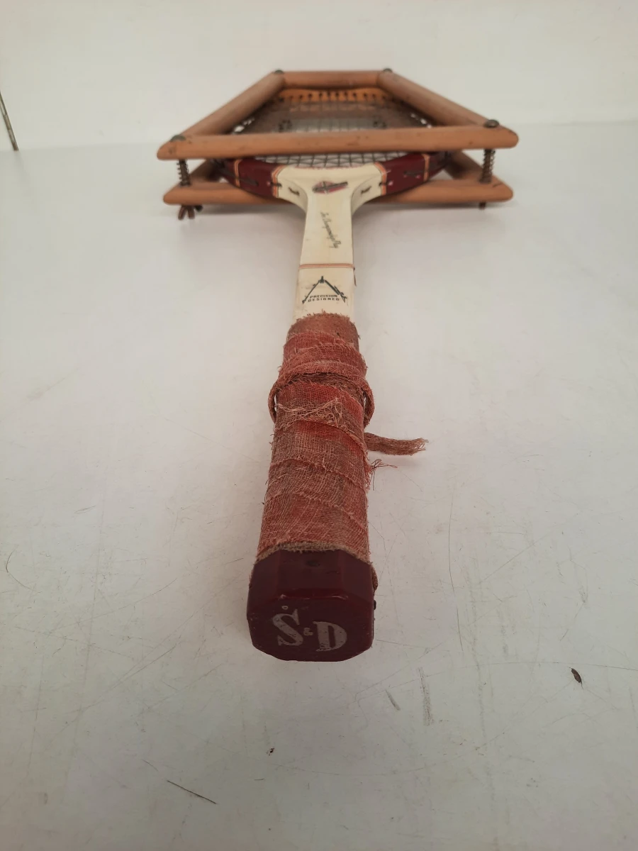 Vintage Snauwaert 'Contender' Houten Tennisracket met Originele Houten Spanner – Jaren '70