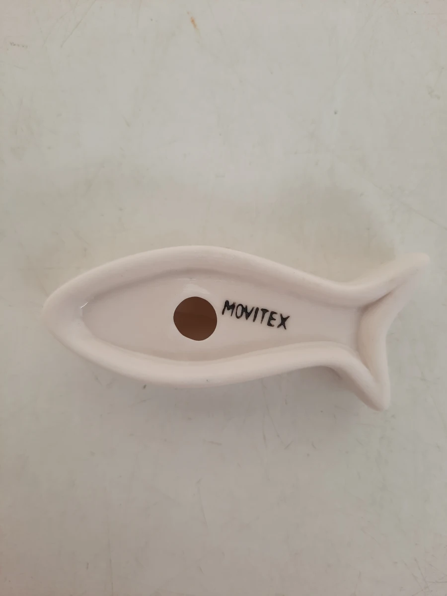 Vintage Movitex Keramische Tafelset – 6x Slak Servietring & 6x Vis Bestekleggers