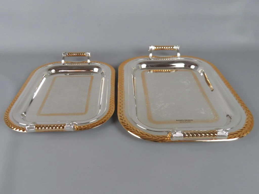 Set van twee verzilverde Bamex Design serveerschalen