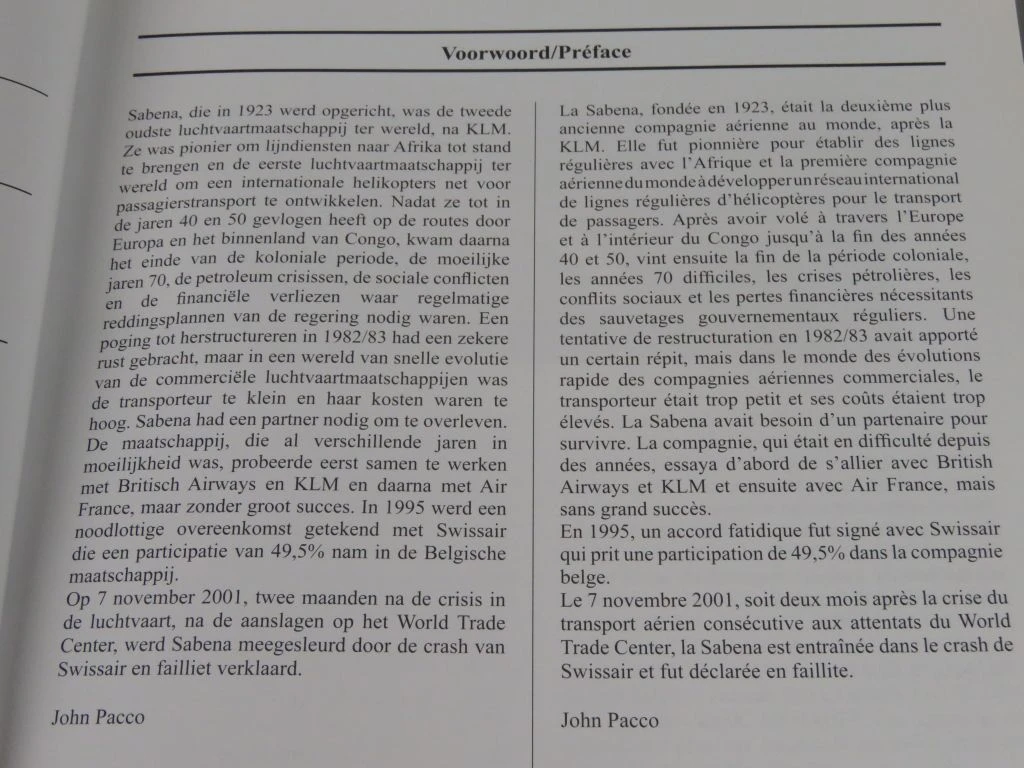 De geschiedenis en vloot van luchtvaartmaatschappij Sabena