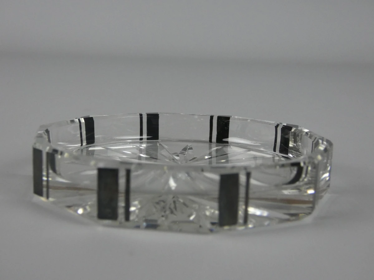 Set van 11 vintage glazen onderzetters in opbergdoos