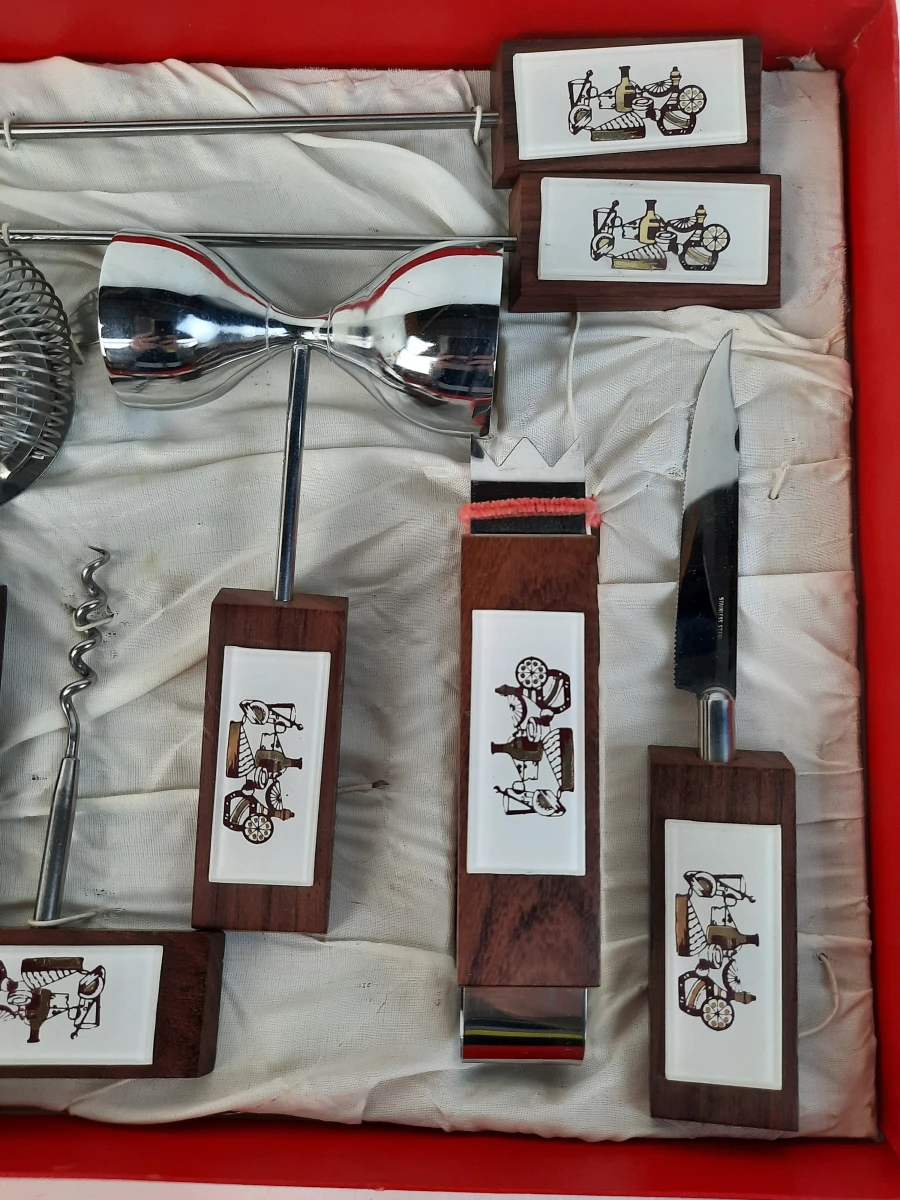 Vintage Mid-Century Modern Barset (Japan, Jaren '60/'70) – Compleet in Doos