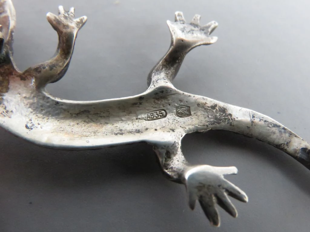 Zilveren Hagedis Broche met Marcasiet
