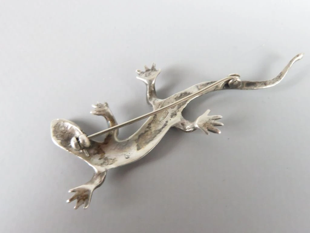 Zilveren Hagedis Broche met Marcasiet