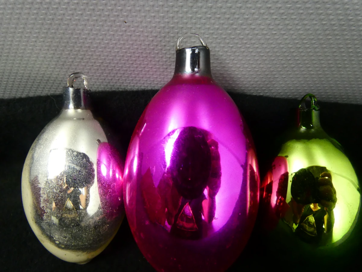 Set van 3 antieke Ajeco kerstballen