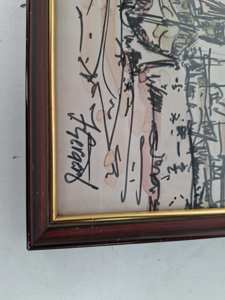 Expressief Vintage Maritiem Kunstwerk – Vissersboten in de Haven – Gesigneerd F. Gerard