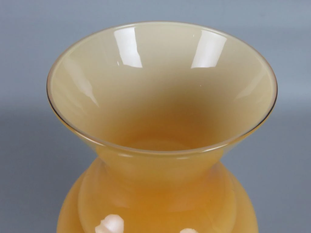 Vintage Opaline Glazen Vaas op Voet