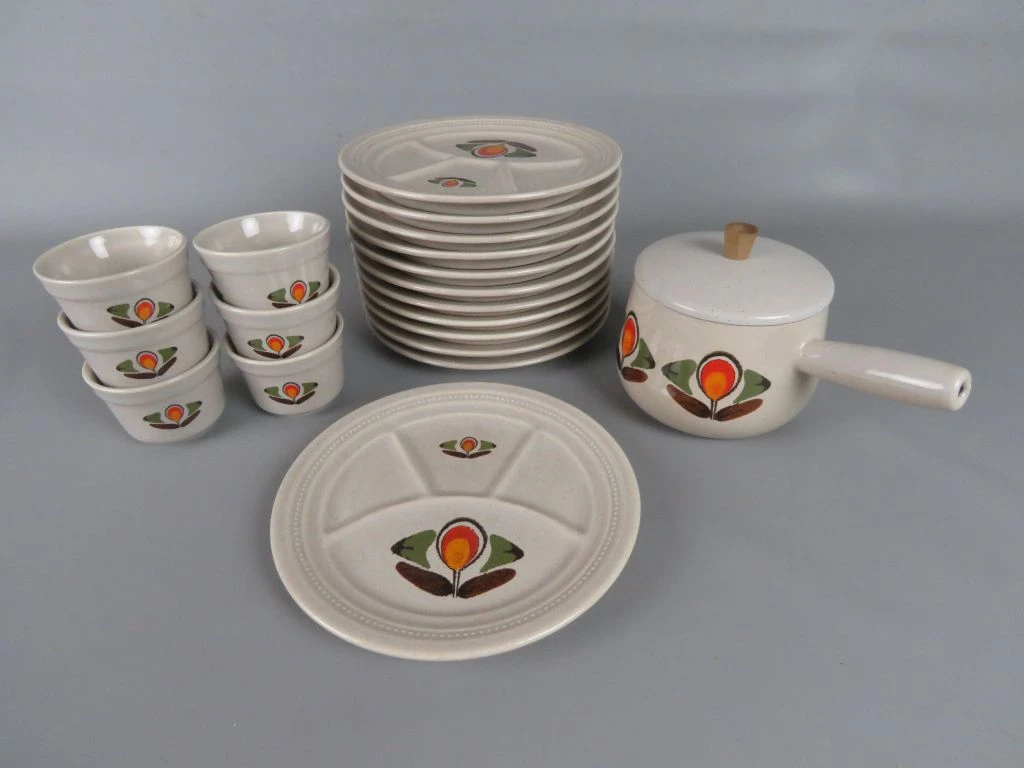 Vintage Fondueservies "Louisiane" met Geëmailleerde Pan