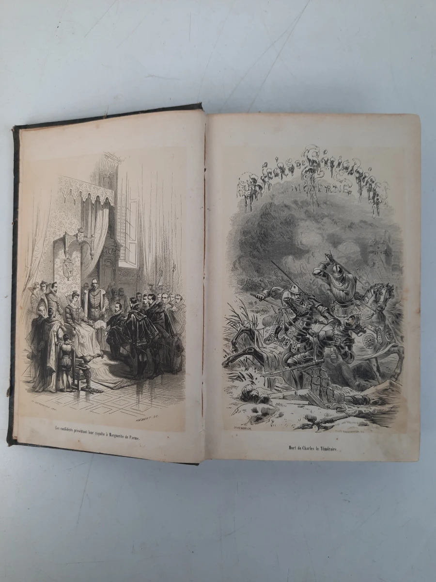 Set oude Franse boeken met illustraties