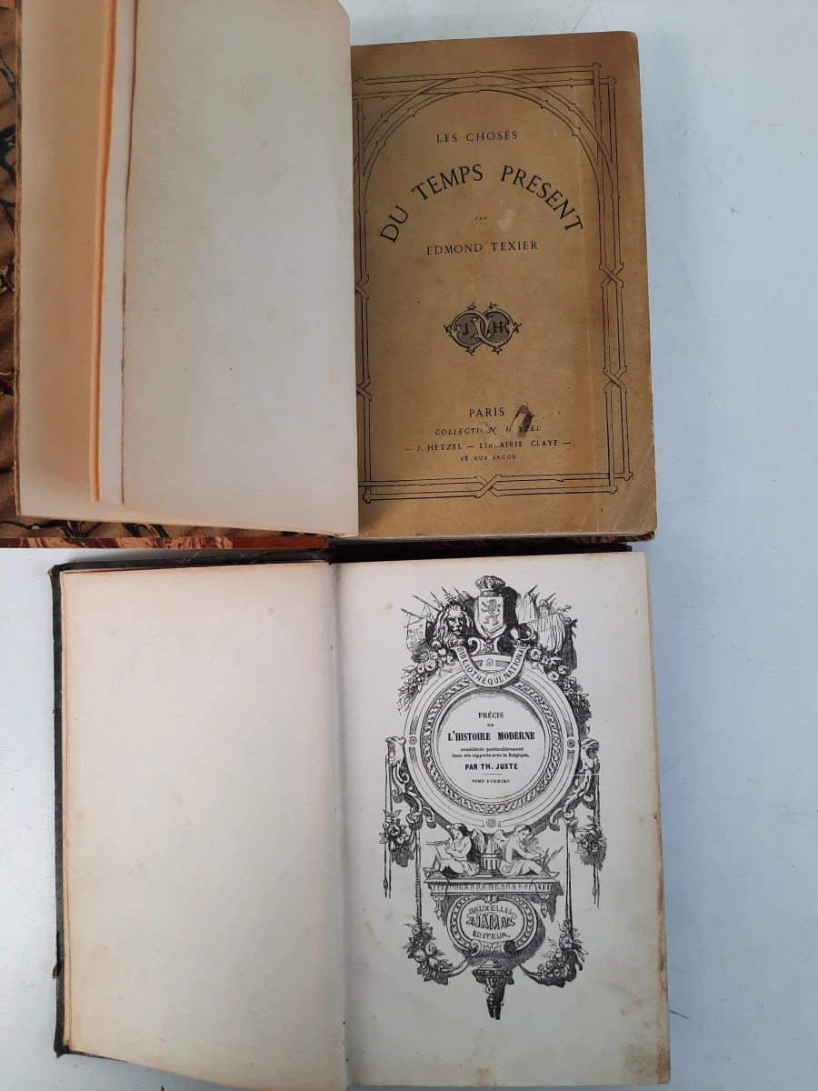 Set oude Franse boeken met illustraties