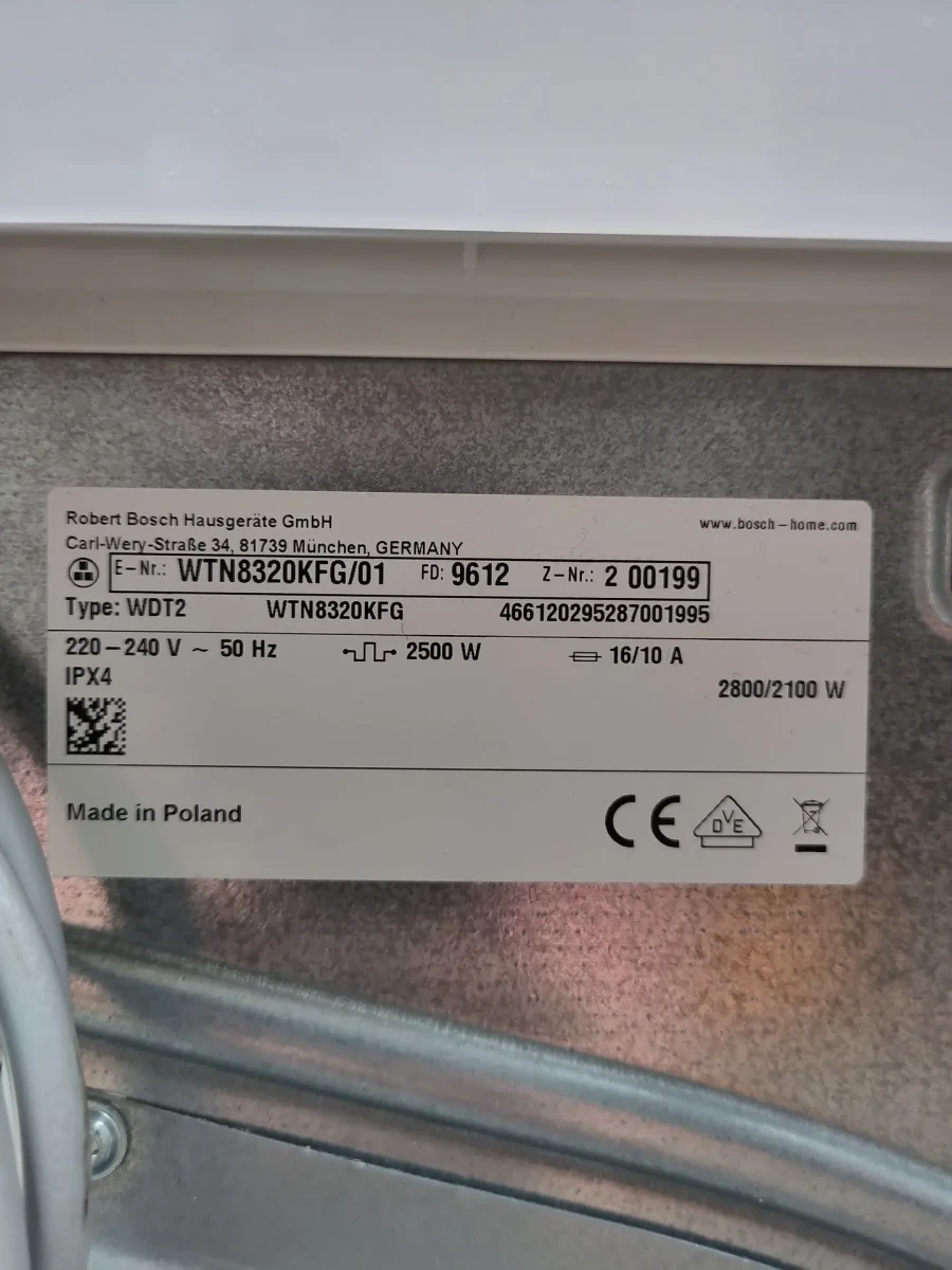 Condensdroogkast - BOSCH - type: WTN8320KFG - foto 11